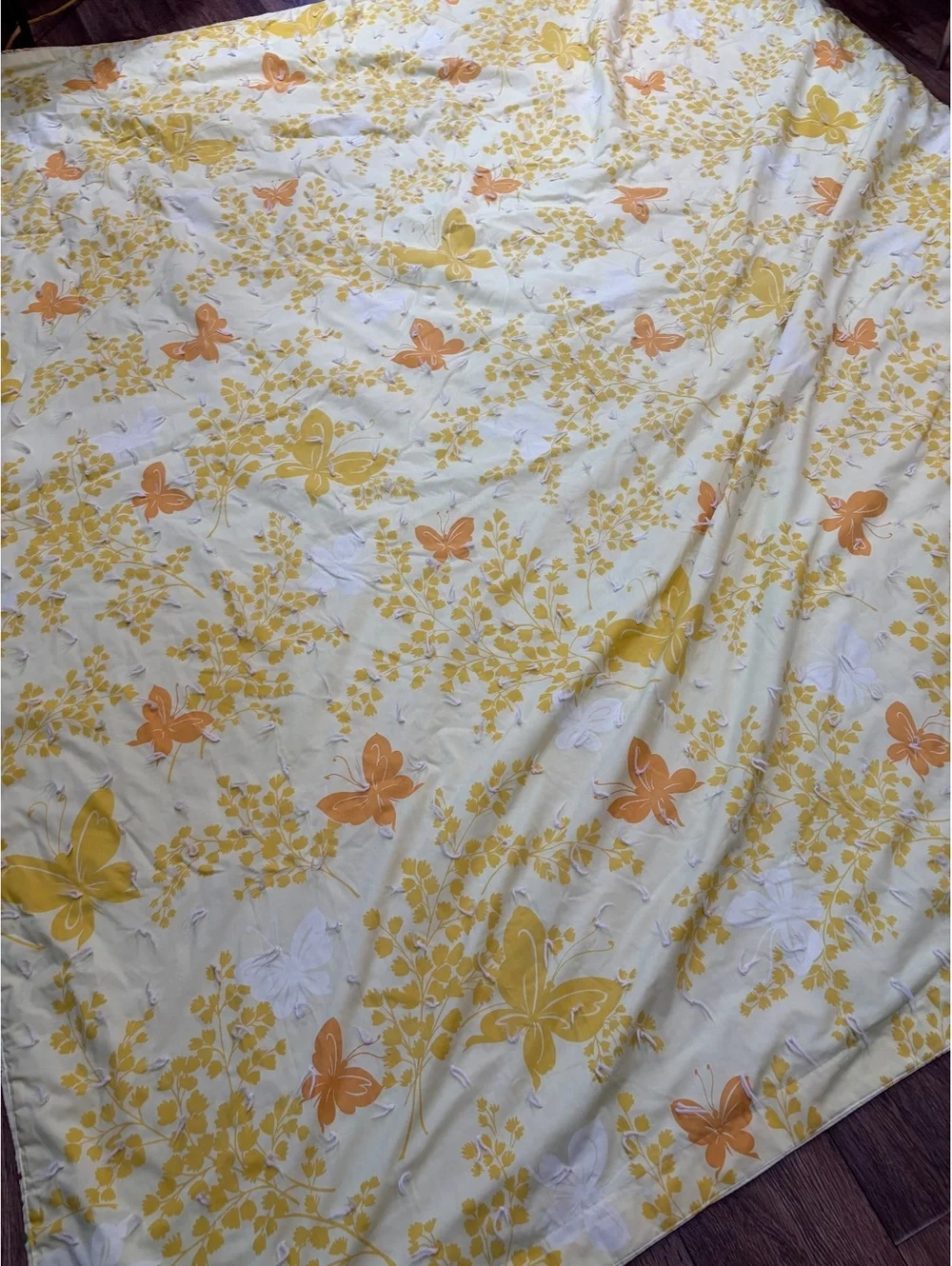 Vintage Yellow Butterfly Quilt with Floral Pattern